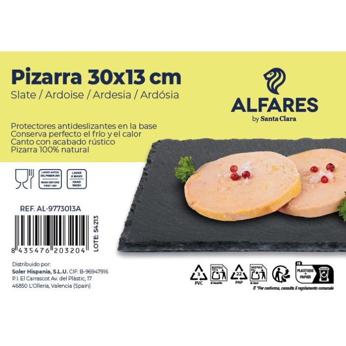 Bandeja Pizarra 30x13 cm Alfares - Santa Clara (20 Unidades) 4 Bandeja Pizarra 30x13 cm Alfares - Santa Clara (20 Unidades) 4