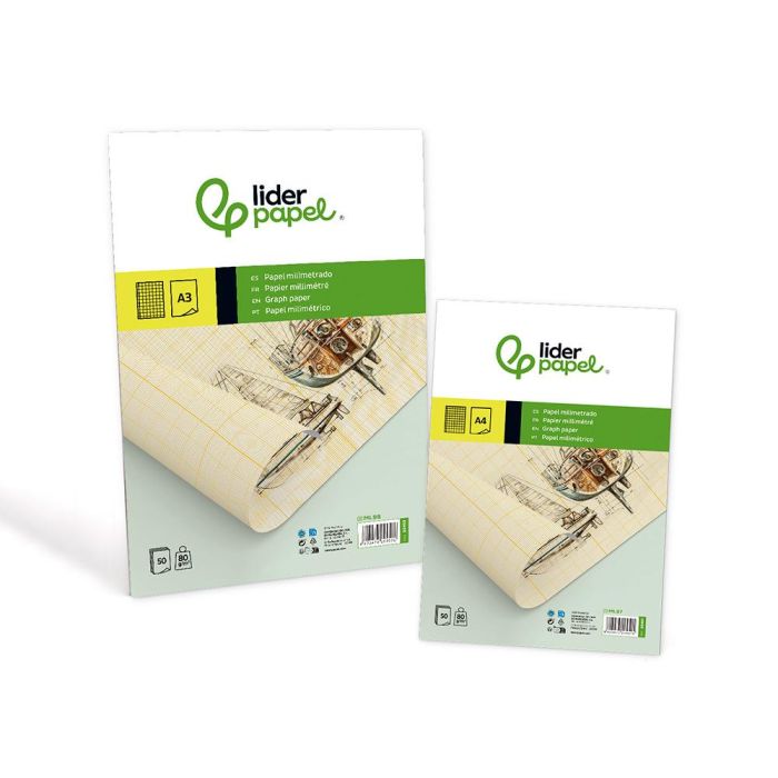 Bloc Papel Milimetrado Liderpapel Encolado 297x420 mm 50 Hojas 80 gr-M2 6 Bloc Papel Milimetrado Liderpapel Encolado 297x420 mm 50 Hojas 80 gr-M2 6