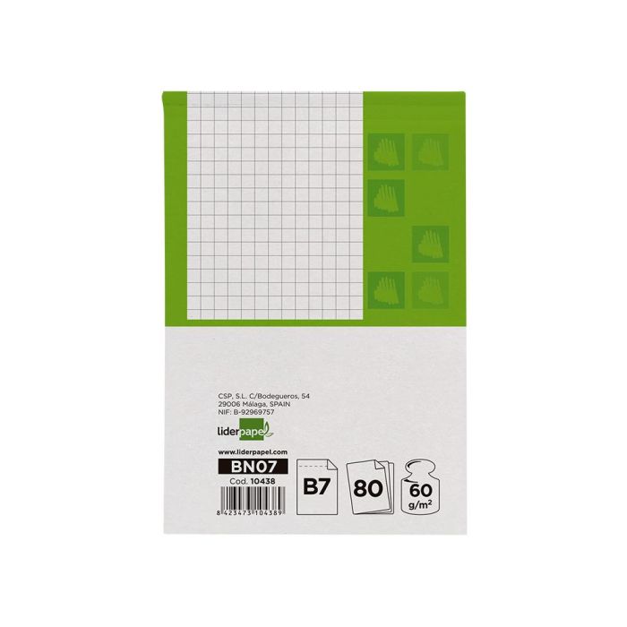 Bloc Notas Liderpapel Cuadro 4 mm B7 80 Hojas 60 gr-M2 Perforado 10 unidades 2