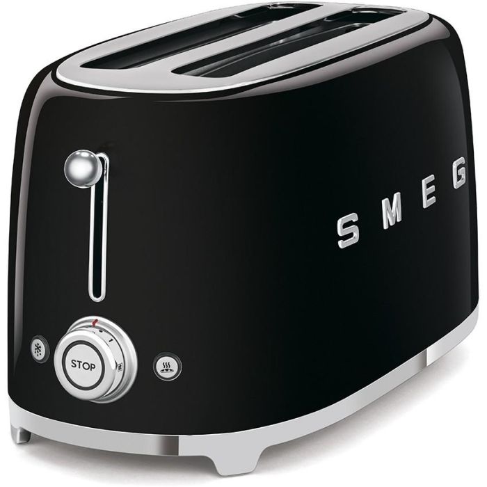 Smeg TSF02BLEU Tostadora de 4 Rebanadas Negra - Acero Inoxidable, 1500W, Función Descongelar y Recalentar 1