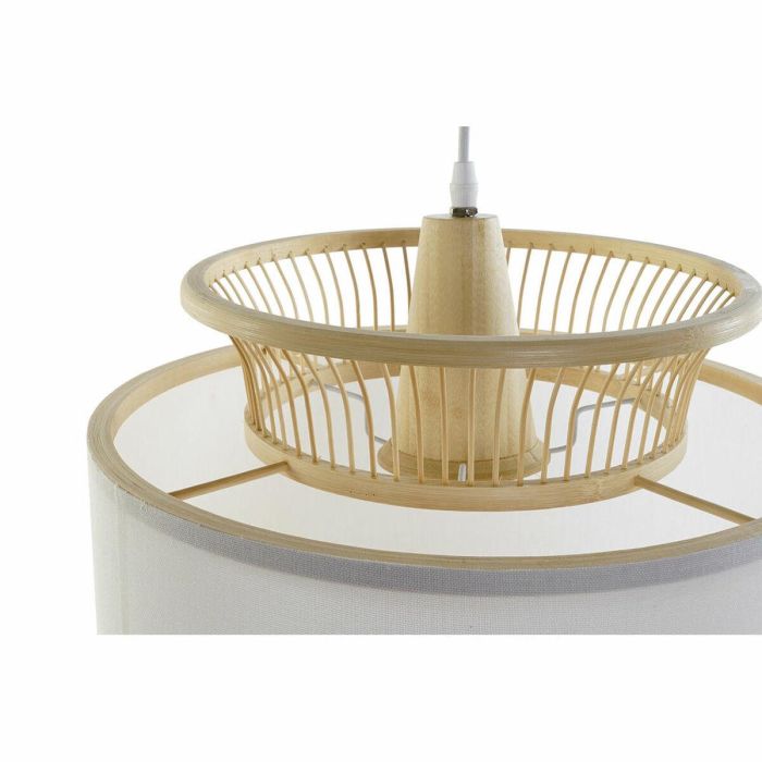 DKD Home Decor Lámpara de Techo Balines de Bambú y Poliéster Blanco Natural 40x40x52cm con Casquillo E27 50W 2 DKD Home Decor Lámpara de Techo Balines de Bambú y Poliéster Blanco Natural 40x40x52cm con Casquillo E27 50W 2