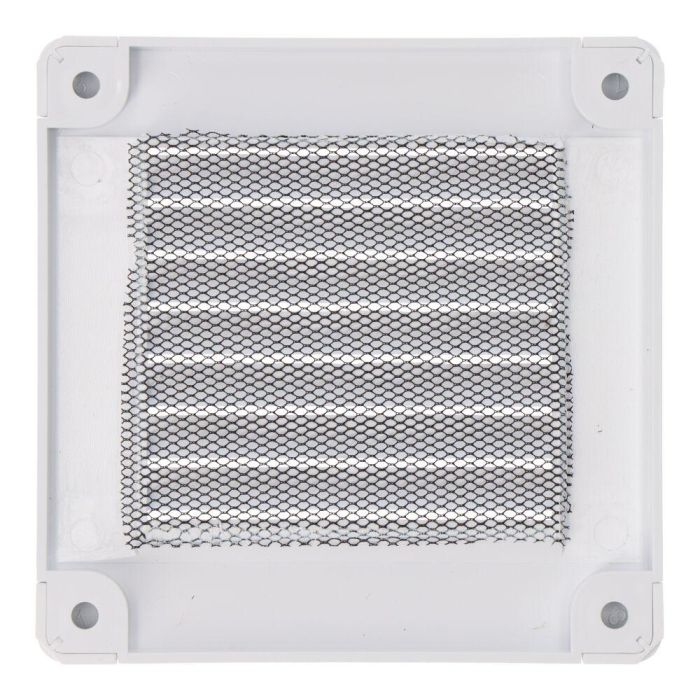 Rejilla ventilación cuadrada con tapones y mosquitera 100x100x7mm abs blanca 1