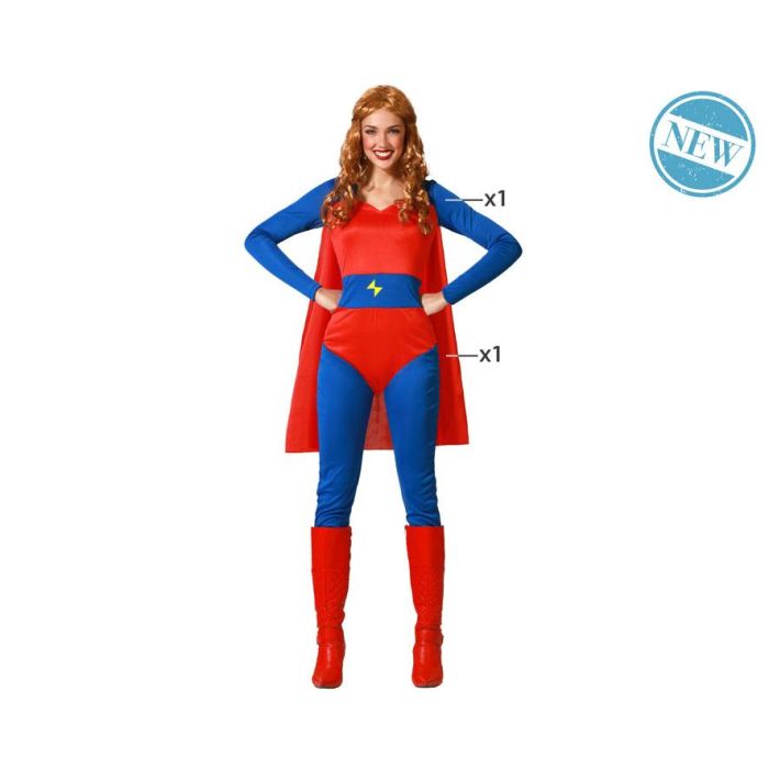 Disfraz de Superhéroe Mujer Adulto Rojo - Traje de Carnaval Manga Larga con Capa Disfraz de Superhéroe Mujer Adulto Rojo - Traje de Carnaval Manga Larga con Capa