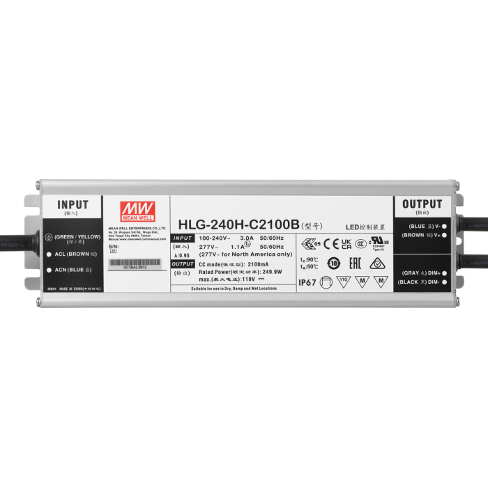 Driver LED Meanwell 240W 90-305VAC 2100A IP67 2 Driver LED Meanwell 240W 90-305VAC 2100A IP67 2
