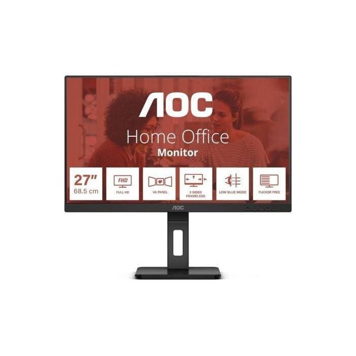 Monitor Profesional AOC 27E3QAF 27"/ Full HD/ Multimedia/ Regulable en altura/ Negro Monitor Profesional AOC 27E3QAF 27"/ Full HD/ Multimedia/ Regulable en altura/ Negro