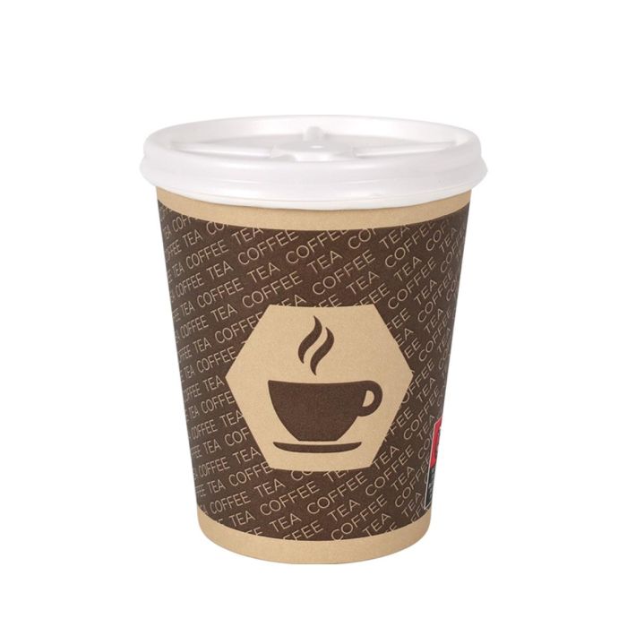 Inde Set de 8 Vasos de Cartón para Café con Tapa, 250 cc (18 Unidades) 1 Inde Set de 8 Vasos de Cartón para Café con Tapa, 250 cc (18 Unidades) 1