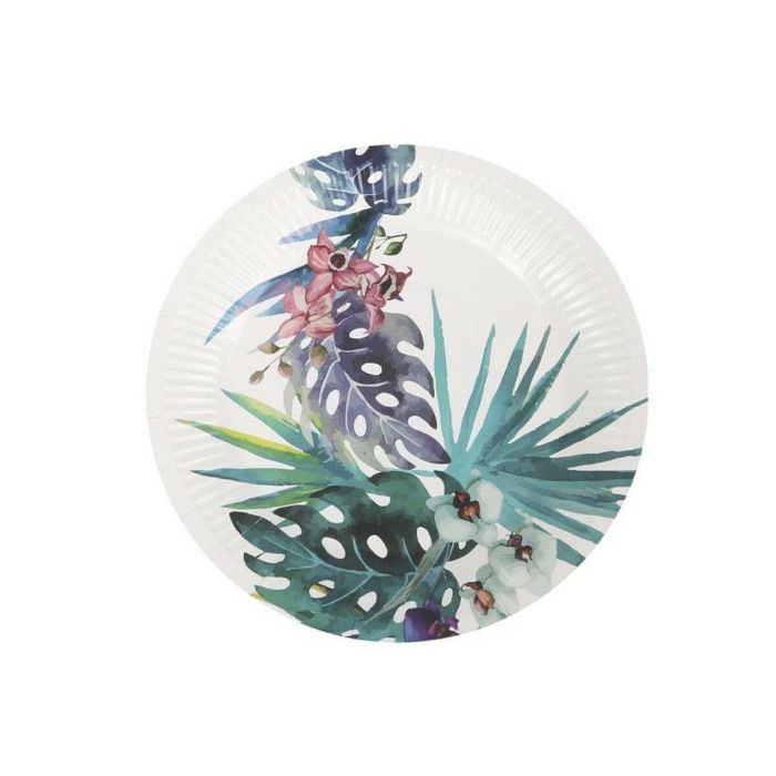 Set de Platos Algon Desechables Cartón Tropical 10 Piezas 20 cm (24 Unidades) 1