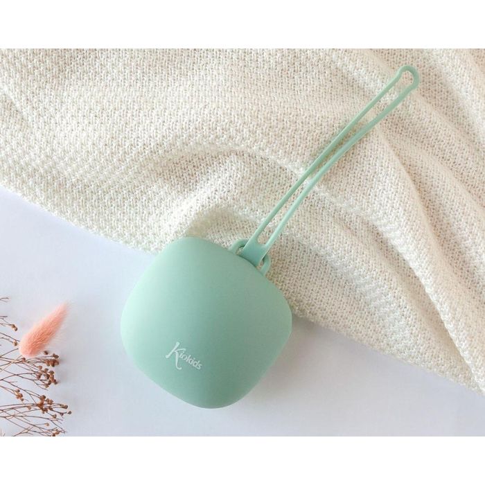 KioKids Guardachupetes Portachupetes de Silicona con Lazo, Higiénico y Seguro para Transportar 1 Chupete Bebé +0 Meses Sage