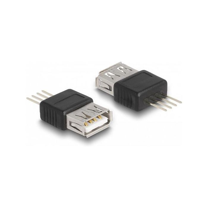 Delock Adaptador USB 2.0 Tipo A Hembra a 4 Pines, Conector USB Tipo A Macho, 5V, Negro/Plata 1