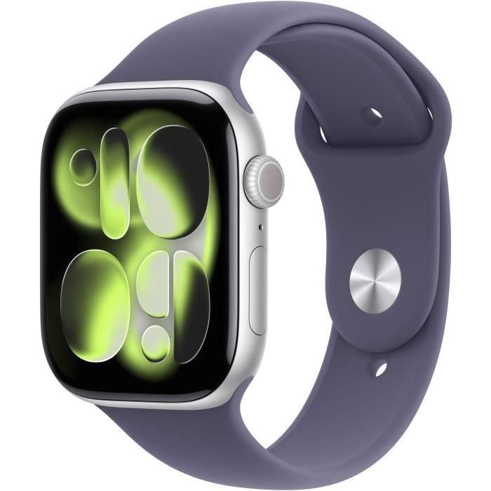 Apple Watch Series 11 GPS MEV94ZRA - 46 mm Caja Aluminio Plateado - Correa Deportiva Púrpura Niebla Talla S/M