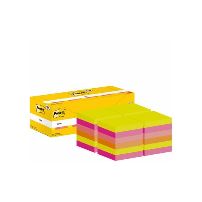 Post-It PACK 24 BLOCS 100 HOJAS NOTAS ADHESIVAS 76X76MM COLORES SURTIDOS 7100317837 2