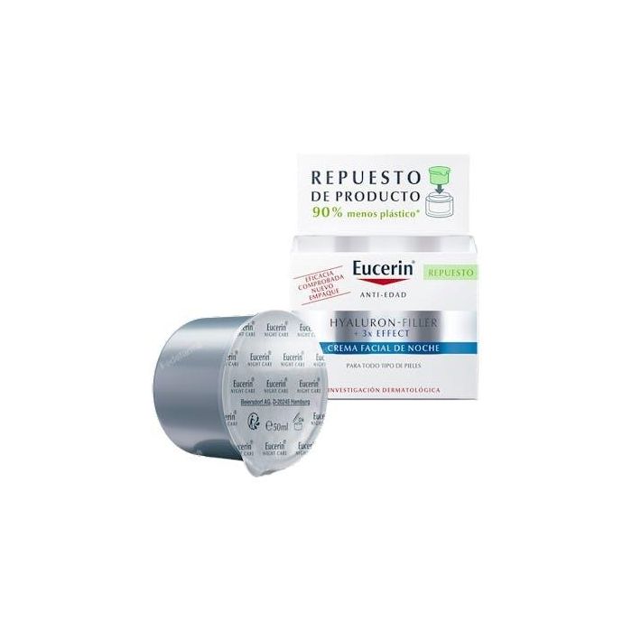 Eucerin Hyaluron-Filler Triple Efecto x3 Noche Crema Antiedad con Ácido Hialurónico y Saponina Rellenable 50 ml
