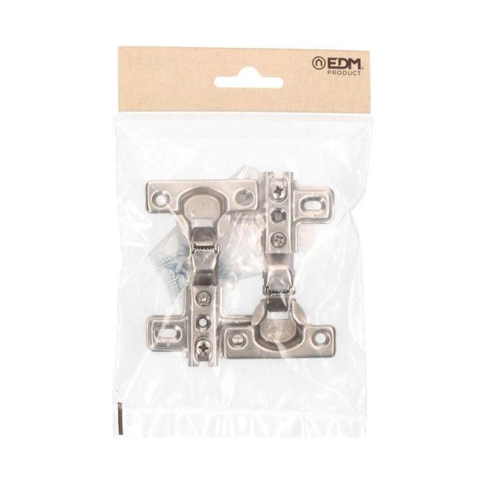 Edm Blister Bisagra Cazoleta Acodada BC01 26mm Zincado Acero Incluye Tornillos Base 1