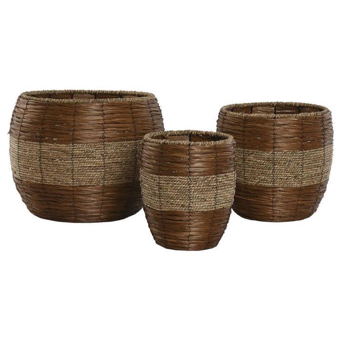 Macetero Tropical DKD Home Decor Natural 33 x 30 x 33 cm Set de 3 1