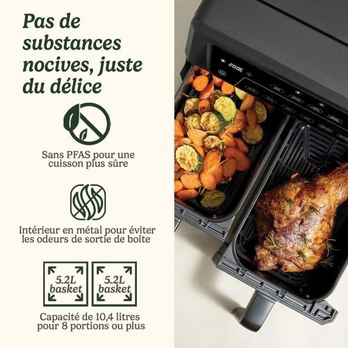 Cuisinart CUI1746233655221 Freidora de aire AFD10OBLE, capacidad 10,4 L, tanque doble, 2400 W, negra 2