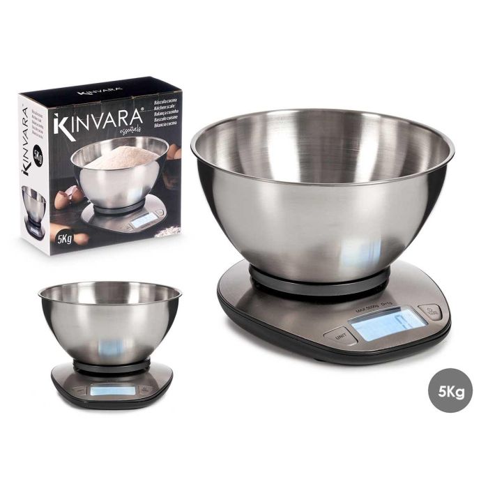 Báscula Digital Kinvara 5 kg Acero con Cuenco 21x13x23 cm (6 Unidades) 0 Báscula Digital Kinvara 5 kg Acero con Cuenco 21x13x23 cm (6 Unidades) 0