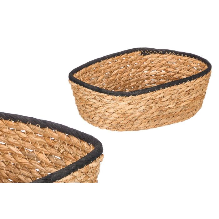 Giftdecor Cesto Rectangular de Enea y Papel Negro 24x18 cm - Ideal para Almacenamiento y Decoración del Hogar (Set de 24)