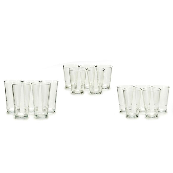 Vivalto Set de 18 Vasos Líneas - 230 ml, 340 ml, 510 ml - 17x40x25 cm (3 Unidades)