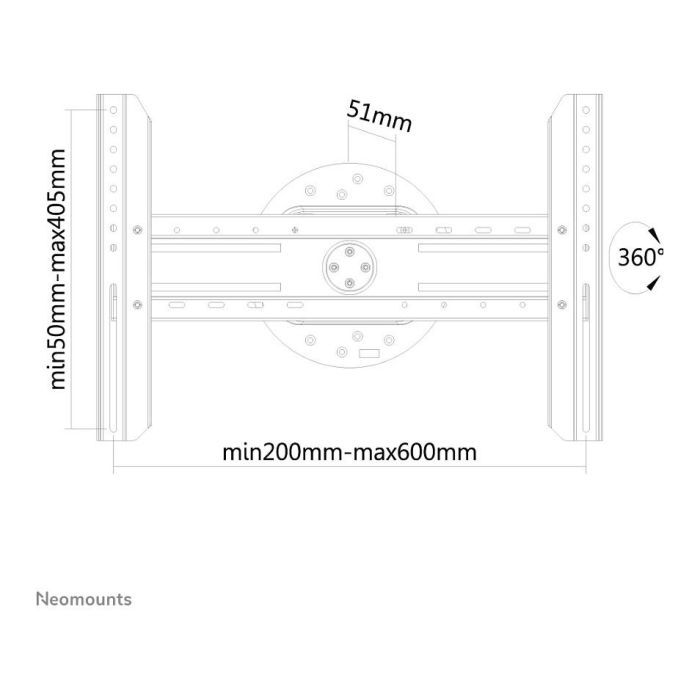 Neomounts Soporte de Pared para TV LED-WR100BLACK 37-75" hasta 50kg 360° Giratorio Acero Negro