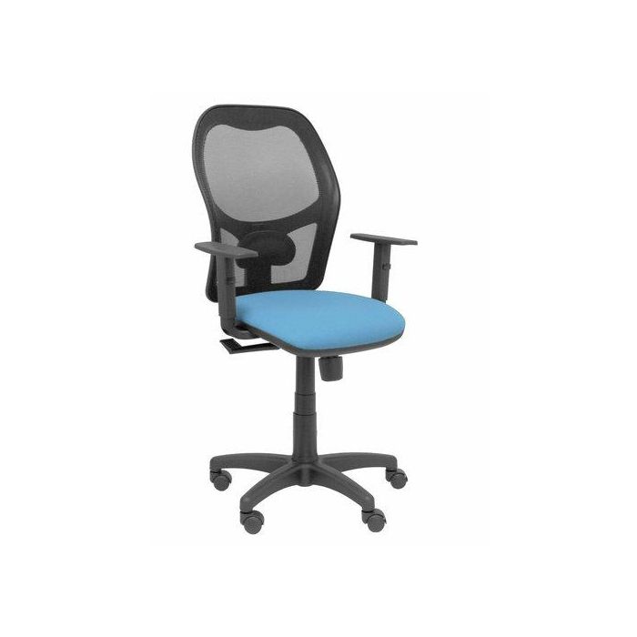 Silla Piqueras Y Crespo Alocen Brazos Regulables Mecanismo Sincro Refuerzo Lumbar Ruedas Nylon Respaldo Malla Negra Transpirable Y Asiento Tapizado Bali Azul Cielo