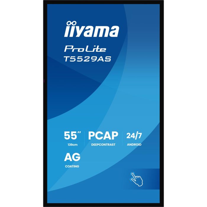 Iiyama Monitor Interactivo Profesional T5529AS-B1AG 55" 4K UHD Táctil Android 10 OS 3840x2160 USB-C WiFi 24/7 17