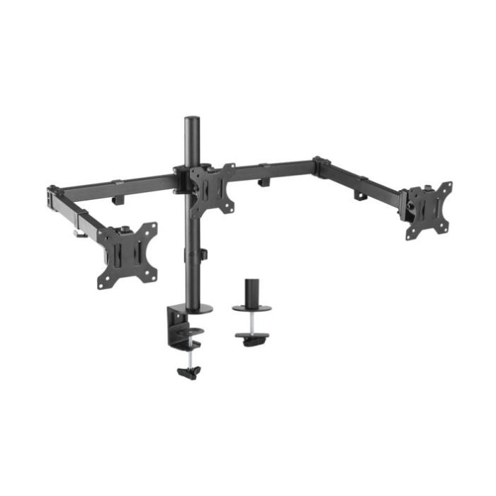 Aisens Soporte De Mesa Giratorio E Inclinable 3 Pivotes 2 Brazos 3 Monitores 13"-27"