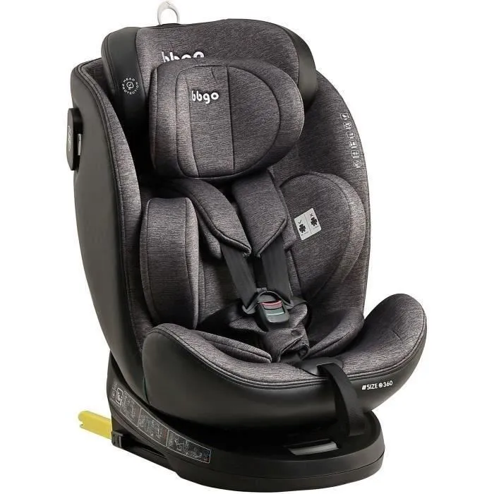Bbgo Silla de Coche Giratoria BBG8437027499029 Desde Nacimiento hasta 12 Años I-SIZE 40-150 cm ISOFIX Gris Fibra de Bambú Piel Sintética Bbgo Silla de Coche Giratoria BBG8437027499029 Desde Nacimiento hasta 12 Años I-SIZE 40-150 cm ISOFIX Gris Fibra de Bambú Piel Sintética