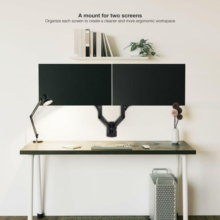 TooQ LP1434TNR-B Soporte de Escritorio para 2 Monitores de 13"-34" con Pinza/Atornillado, 10kg, Blanco 1