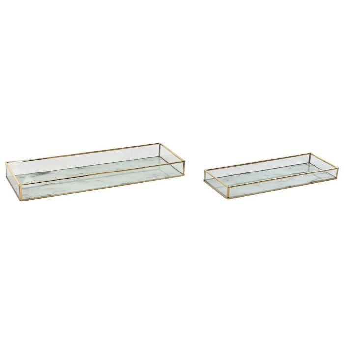 Bandeja Decoracion Moderno DKD Home Decor Dorado Blanco 15 x 4 x 42 cm Set de 2 Bandeja Decoracion Moderno DKD Home Decor Dorado Blanco 15 x 4 x 42 cm Set de 2
