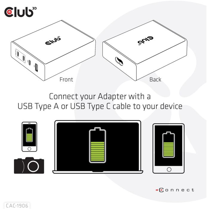 Club3D Ladegerät 3xUSB Typ C. 1xUSB Typ A. PD 132W. GaN retail 2 Club3D Ladegerät 3xUSB Typ C. 1xUSB Typ A. PD 132W. GaN retail 2