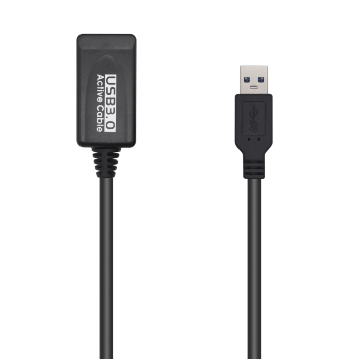 AISENS - CABLE USB 3.0 PROLONGADOR CON AMPLIFICADOR, TIPO A/M-A/H, NEGRO, 5.0M