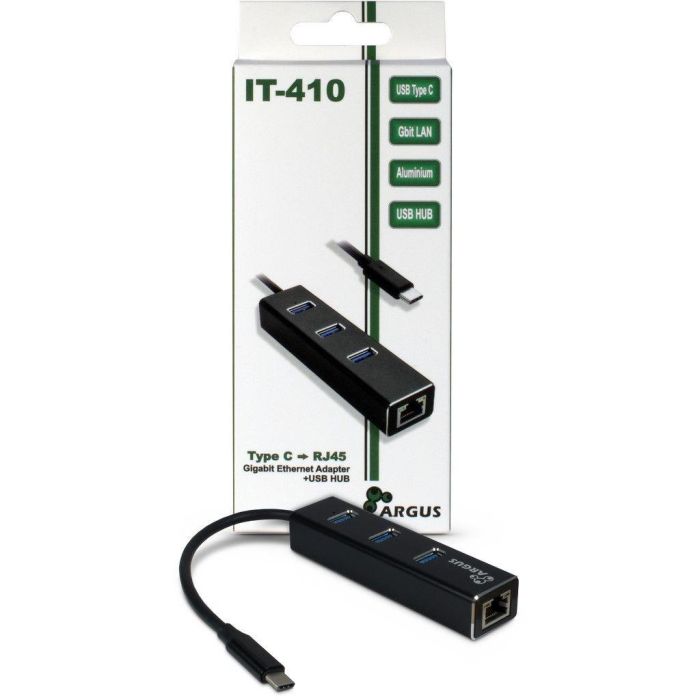 Inter-Tech IT-410 USB-C Hub 3 Puertos con RJ45 Gigabit Lan, USB 3.2 Gen 1 Type-C, Aluminio Negro 1 Inter-Tech IT-410 USB-C Hub 3 Puertos con RJ45 Gigabit Lan, USB 3.2 Gen 1 Type-C, Aluminio Negro 1