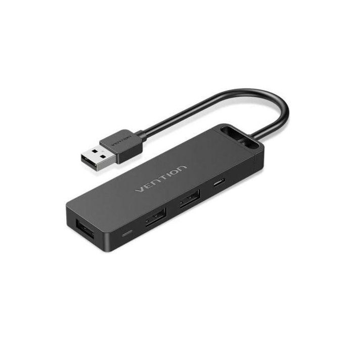 HUB USB 2.0 Vention CHUBB/ 3xUSB/ 1xMicroUSB PD/ 1xLector Tarjetas/ Negro