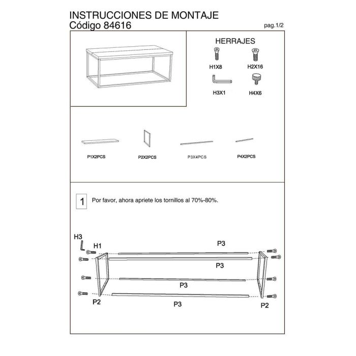 Mesa de Centro Alexandra House Living Marrón Madera 110 x 43 x 60 cm 2