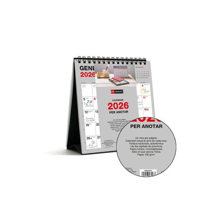 Calendario (2026) Catalan Miquelrius Sobretaula Basic Mensual Para Escribir 140X150