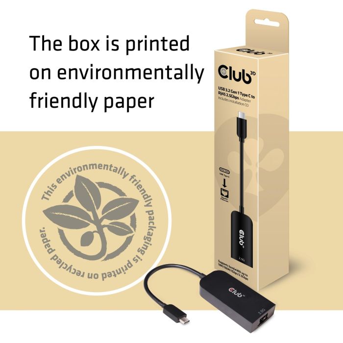 Club3D Adaptador USB 3.2 Tipo C a RJ45 2.5GbE Ethernet Hembra/Macho 3 Club3D Adaptador USB 3.2 Tipo C a RJ45 2.5GbE Ethernet Hembra/Macho 3