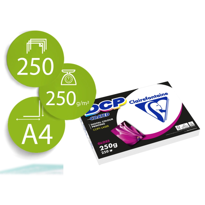 Clairefontaine DCP Coated Glossy Papel Fotocopiadora A4 250 Gramos Brillo Paquete 250 Hojas 0 Clairefontaine DCP Coated Glossy Papel Fotocopiadora A4 250 Gramos Brillo Paquete 250 Hojas 0