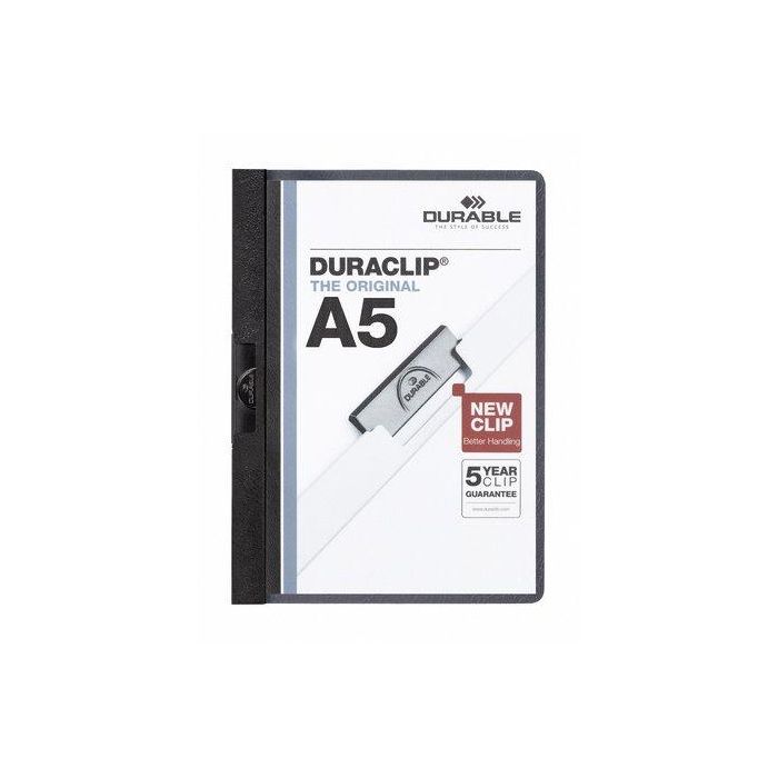 Dosier Clip Duraclip Pvc A5 2217 Pinza Metal 30H Negro (Set de 25)