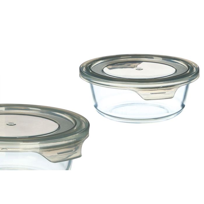 Vivalto Fiambrera Redonda Gris 14x13x5 cm de Cristal con Capacidad 400 ml (Set de 24)