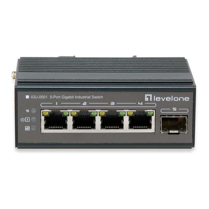 LevelOne IGU-0501 Switch Gestionable 4 Puertos Gigabit Ethernet (10/100/1000) 1 Puerto SFP Negro Montaje Carril DIN 0 LevelOne IGU-0501 Switch Gestionable 4 Puertos Gigabit Ethernet (10/100/1000) 1 Puerto SFP Negro Montaje Carril DIN 0