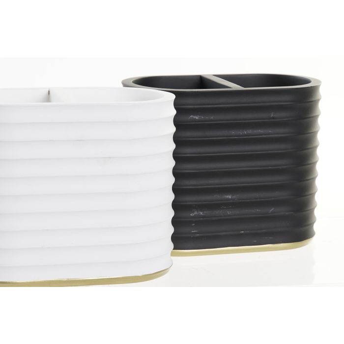 DKD Home Decor Vaso Glam de Resina, Blanco y Negro, Juego de 4 Unidades, Medidas 7.5 x 11 x 13.5 cm, Apto para Lavavajillas 1 DKD Home Decor Vaso Glam de Resina, Blanco y Negro, Juego de 4 Unidades, Medidas 7.5 x 11 x 13.5 cm, Apto para Lavavajillas 1