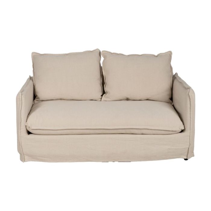 Sofá 2 Plazas Crema Tejido-Madera 160 X 95 X 85 cm