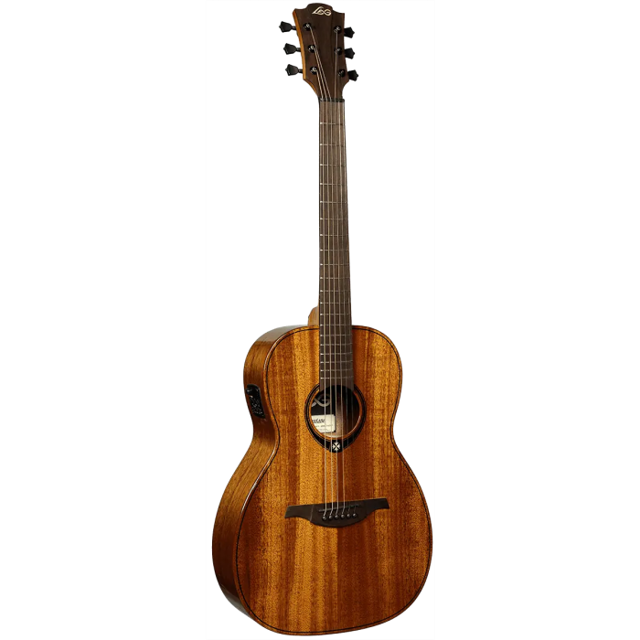 LAG Guitarra Acústica Parlor A/E Tramontane 98 Caoba Sólida Electroacústica 1
