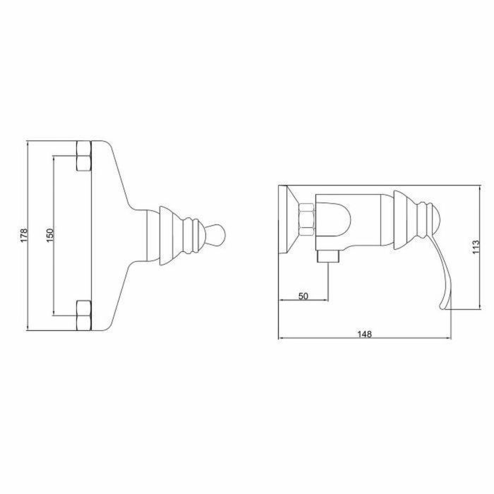 Edouard Rousseau Mezclador de ducha BYRON cromado Cartucho Cerámica Ø 4 cm Latón Distancia 15 cm