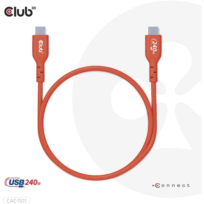 Club3D Kabel USB 2 Typ C PD 240W / 480Mb 1m St/St 4 Club3D Kabel USB 2 Typ C PD 240W / 480Mb 1m St/St 4