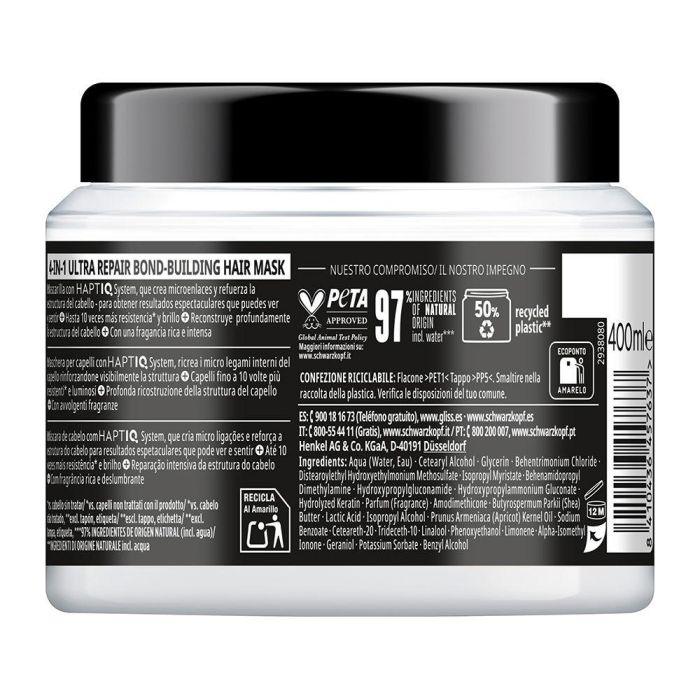 Schwarzkopf Mass Market GLISS ULTIMATE REPAIR Mascarilla Cabello Dañado 400 ml