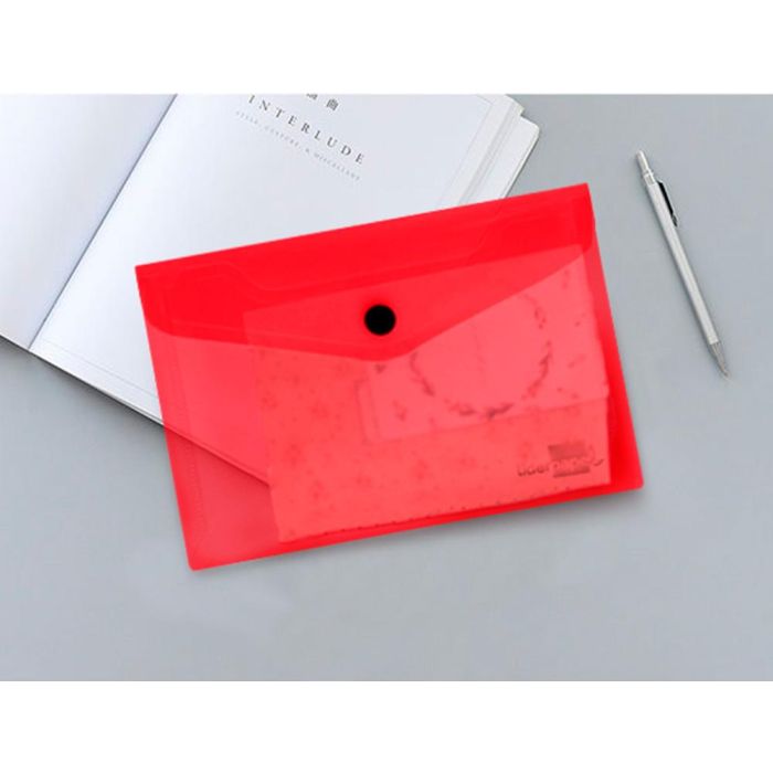 Carpeta Liderpapel Dossier Broche Polipropileno Din A6 Rojo Transparente 12 unidades 6