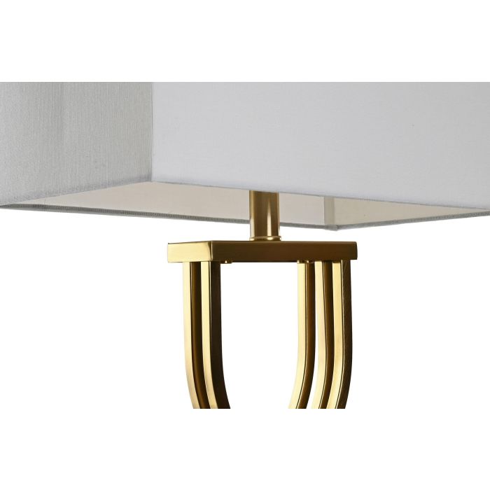 DKD Home Decor Lampara Sobremesa Dorado Blanco Metal Marmol Lino E27 23 x 79 x 40 cm 2