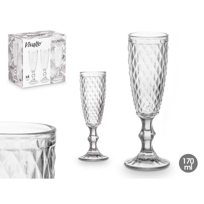 Copa Cava Diamante Vivalto 170 ml - Vidrio Transparente 7x20x7 cm (24 Unidades) Copa Cava Diamante Vivalto 170 ml - Vidrio Transparente 7x20x7 cm (24 Unidades)