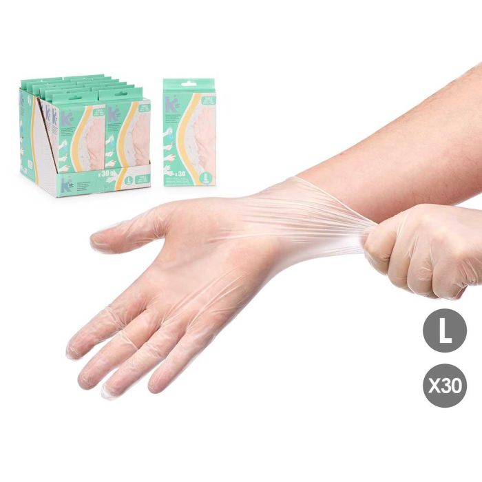 Guantes de vinilo talla L, pack de 30, blanco - Arte Regal (12 Unidades) Guantes de vinilo talla L, pack de 30, blanco - Arte Regal (12 Unidades)